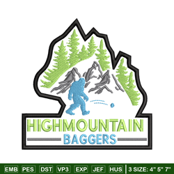 high mountain baggers embroidery design, logo embroidery, logo design, embroidery file, logo shirt, digital download.