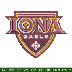 iona gaels embroidery design, iona gaels embroidery, logo sport, sport embroidery, ncaa embroidery.