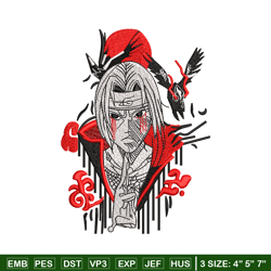 itachi uchiha embroidery design, naruto embroidery, anime design, embroidery file, anime shirt, digital download.