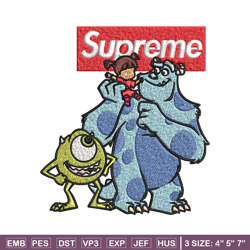 sulley & mike monsters supreme embroidery design, cartoon embroidery, cartoon design, embroidery file, instant download.