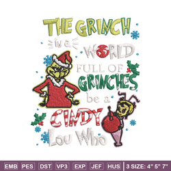 the grinch logo embroidery design, grinch christmas embroidery, grinch design, embroidery file, instant download