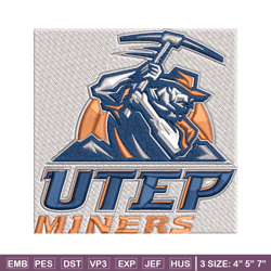 utep miners embroidery design, utep miners embroidery, logo sport, sport embroidery, ncaa embroidery.