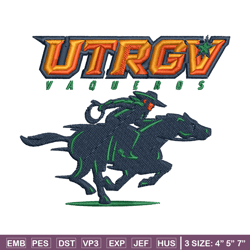 utrgv vaqueros embroidery design, utrgv vaqueros embroidery, logo sport, sport embroidery, ncaa embroidery.