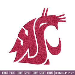 washington state cougars embroidery design, washington state cougars embroidery, sport embroidery, ncaa embroidery.