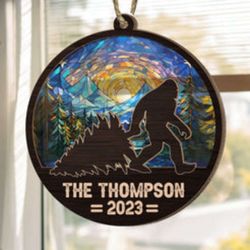 bigfoot christmas 2023: personalized suncatcher ornament - unique holiday gift