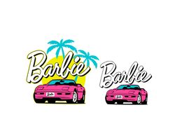 barbie car convertible corvette palms pink babe doll svg