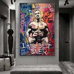 mike tyson boxing graffiti canvas painting wall art decor