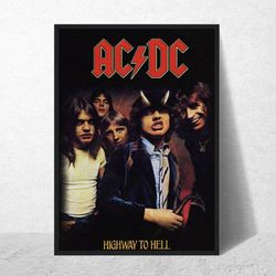 acdc band poster  vintage wall art  music memorabilia  retro wall art concert poster  poster with frame  a4, a2, a1 size