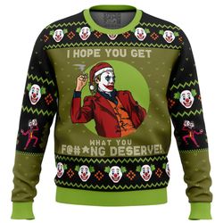 i hope you get what you deserve joker dc comics hoodie 3d zip hoodie 3d ugly christmas sweater 3d fleece hoodie