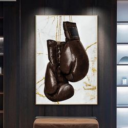 luxury gold foil boxing gloves art canvas painting posters and prints motivational wall art pictures for living room hom