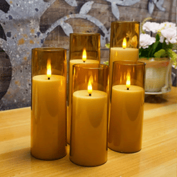 5pcs flicker flameless candles, (d2.3"xh5"5"6"7"8") with remote control and timer, led candle for christmas halloween we