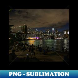 manhattan skyline  brooklyn bridge by night nyc - digital sublimation download file - perfect for creative projects