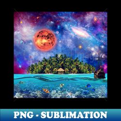 island oasis - cosmic retreat - sea scape - modern sublimation png file - perfect for sublimation mastery