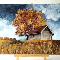 rustic landscape painting | textured acrylic art on canvas