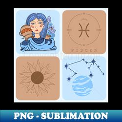 Hand Drawn Pattern Aquarius Zodiac Art - Unique Sublimation PNG Download - Bold & Eye-catching