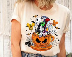 disney nightmare before christmas coffee cup pumpkin spooky balloon halloween tshirt, disneyland halloween christmas mat