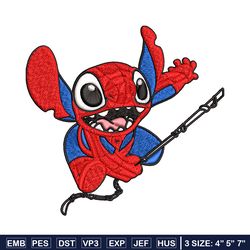 stitch spiderman embroidery design, stitch embroidery, embroidery file, cartoon design, logo shirt, digital download.