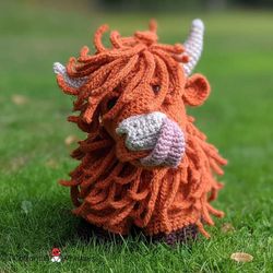 crochet highland cow, pdf pattern only, amigurumi doll, tunnock, haggis & midge