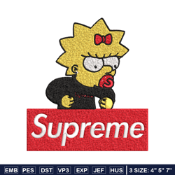 supreme lisa simpson embroidery design, simpson embroidery, cartoon design, embroidery file, digital download.