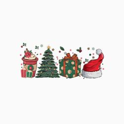 christmas trees santa hat coffee png