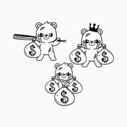 money clipart, money svg, teddy bear king money bag svg, money bag svg, money bag clipart, hustler svg, stack of money