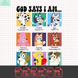 bluey characters god says i am png