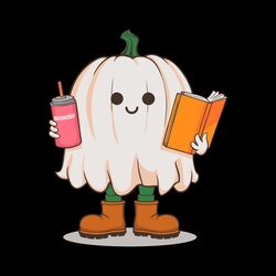 pumpkin bookish ghost cute trendy bookworm halloween character bookmarks svg