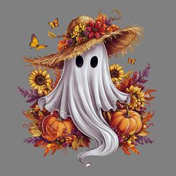 flowers and ghost halloween cute retro png