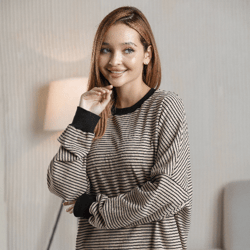 women long sleeve cotton sweatshirt striped, custom sweatshirt