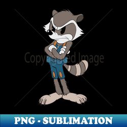 space raccoon in 1930s rubber hose cartoon style - cuphead - png transparent sublimation design - fashionable and fearless