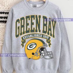 vtintage green bay football crewneck, vintage sweatshirt, game day pullover, green bay packers 90s style football crew,u