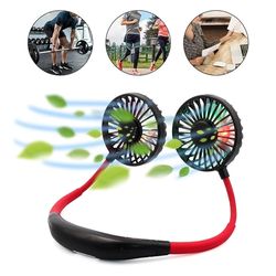 mini portable hanging neckband fan usb rechargeable double fans air cooler conditioner colorful aroma electric desk fan