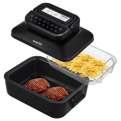 geek chef 7 in1 smokeless electric indoor grill with air fry, roast, bake, portable 2 in 1 indoor tabletop grill & gridd