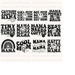 mama svg, retro mama svg, mom svg, boho mama svg, groovy svg, mama wavy text svg, mama png, overstimulated mom svg, moms