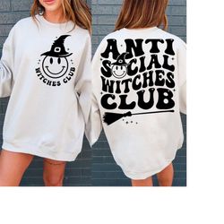 antisocial witches club svg, witch svg, trendy halloween svg, halloween shirt, witchy woman svg, retro halloween svg, ha