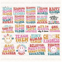 retro teacher svg bundle, school svg, teach svg, back to school svg, teacher gift svg, teacher shirt svg, cut files for