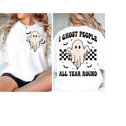 ghost people year round svg, cool ghost halloween, retro svg, halloween svg, designs downloads, shirt design, sublimatio
