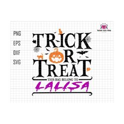 trick or treat bag with name svg, custom halloween svg, name treat bag svg, custom kids name svg, kids halloween svg, candy treat bags svg