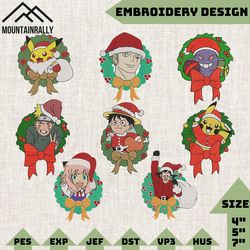 christmas anime embroidery, christmas bundle embroidery, christmas embroidery designs, anime embroidery design