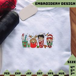 harry coffee embroidery designs, christmas embroidery designs, merry christmas embroidery, hand drawn embroidery designs