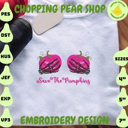 save the pumpkins embroidery machine design, pink ribbon embroidery machine design, halloween spooky embroidery design