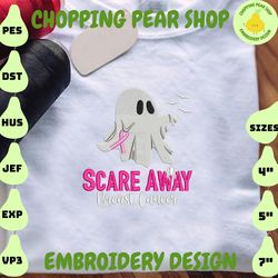 scare away breast cancer embroidery design, halloween cancer awareness embroidery machine design, pink spooky embroidery design, halloween breast cancer