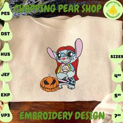 sally stitch embroidery design, stitch cosplay embroidery design, halloween movie embroidery, halloween embroidery design, 3 sizes, instant download