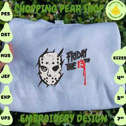 the crystal lake killer embroidery design, the killer friday 13th horror movie killers embroidery file, instant download