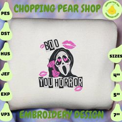 Boo You Horror Embroidery Design, Face Ghost Embroidery Machine File, Scary Halloween, Embroidery File, Embroidery Files