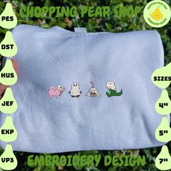 Funny Animal Spooky Embroidery File, Cute Ghost Embroidery Machine Design, Halloween Spooky Vibes Embroidery Design