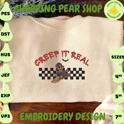 creep it real embroidery, halloween embroidery designs, spooky retro embroidery, retro halloween