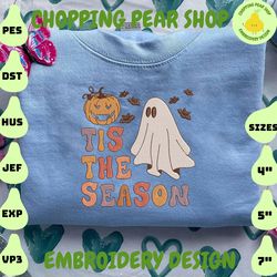 tis the season embroidery design, retro spooky embroidery, halloween embroidery design, spooky season embroidery