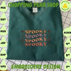 retro spooky vibes halloween, spooky vibes embroidery design, halloween embroidery file, spooky season embroidery machine file