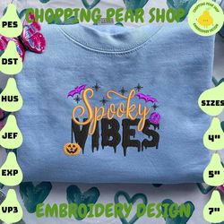 spooky vibes embroidery design, stay spooky craft embroidery file, spooky halloween embroidery design, embroidery files